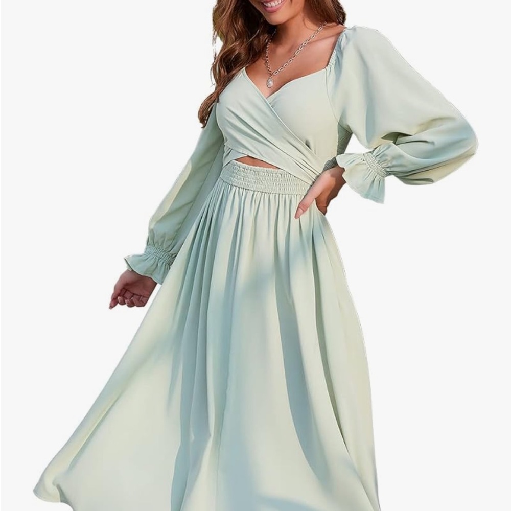 Elegant Mint Green Wrap Dress
